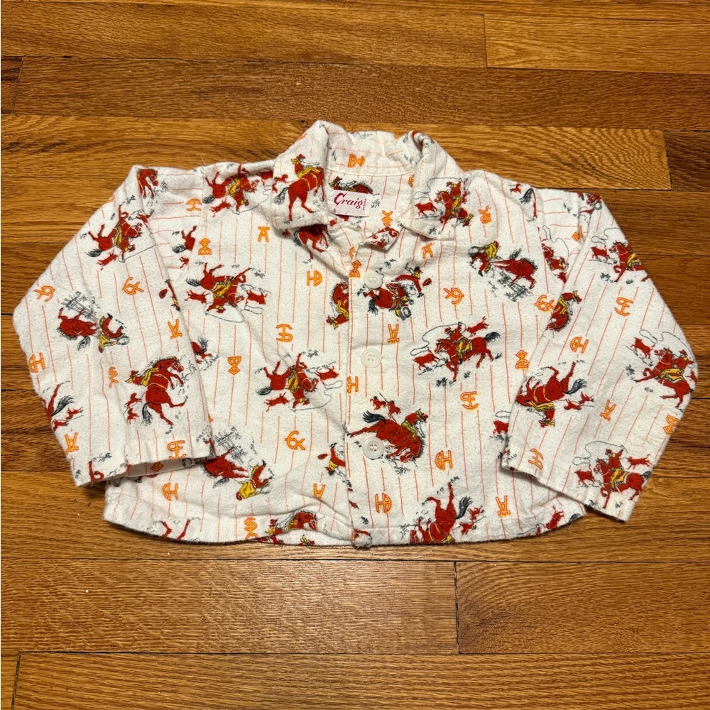 vintage Craig flannel pajama top Retro western cowboy 3t Kids kurt kobain